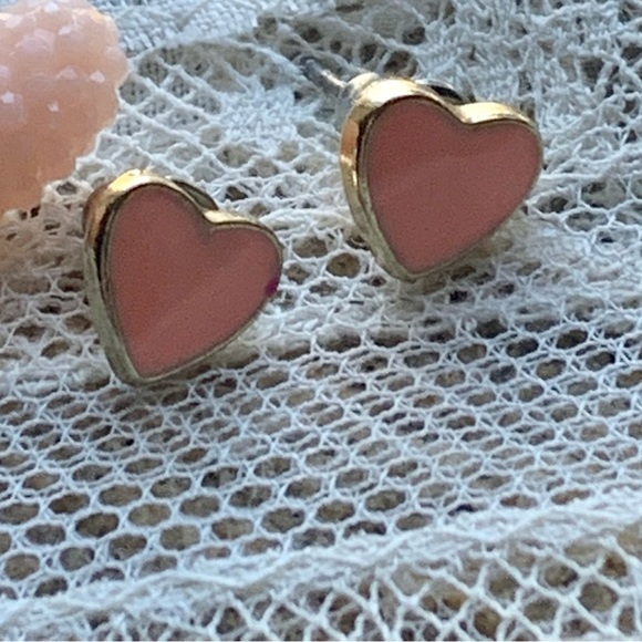 Set of Two Pretty Pink Heart Post Pierce Earrings Woman’s Jewelry Valentines Day - Picture 5 of 5